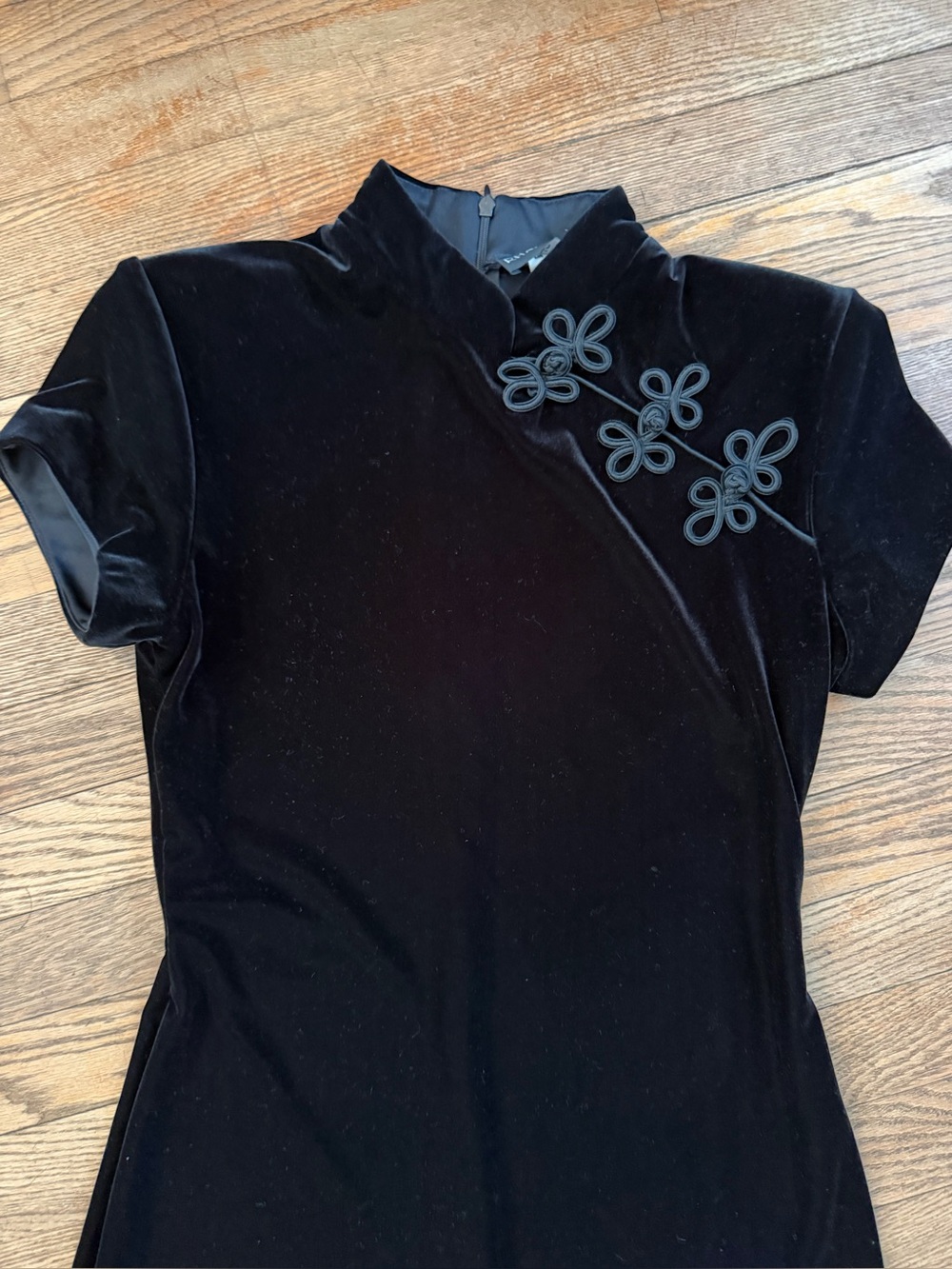 Black Velvet Qipao Cheongsam Asian Chinese Dress 90s Vintage